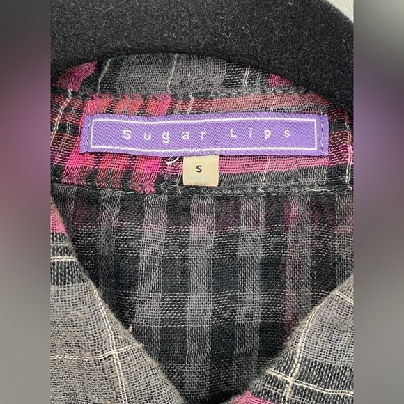 Sugar Lips plaid Shirt Size S - Picture 5 of 5